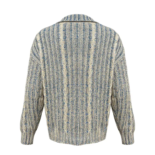 half zip cable knit drop shoulder polo back