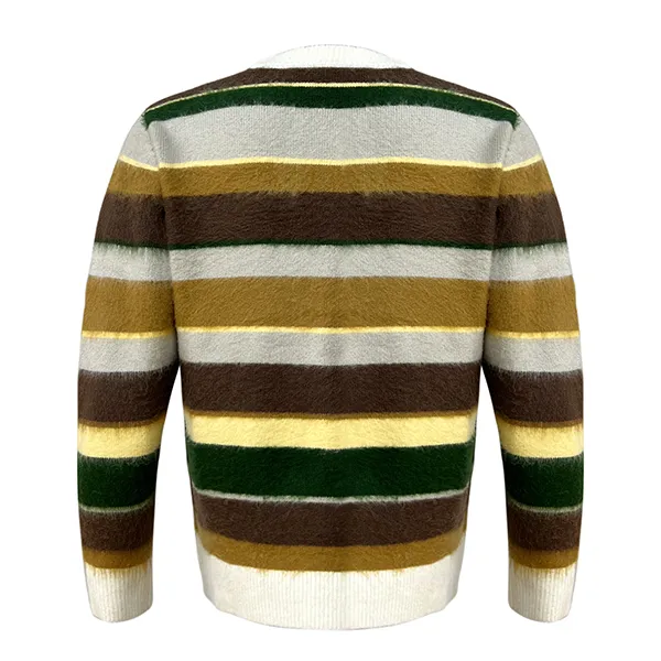 vintage striped fuzzy v-neck knit jacket back