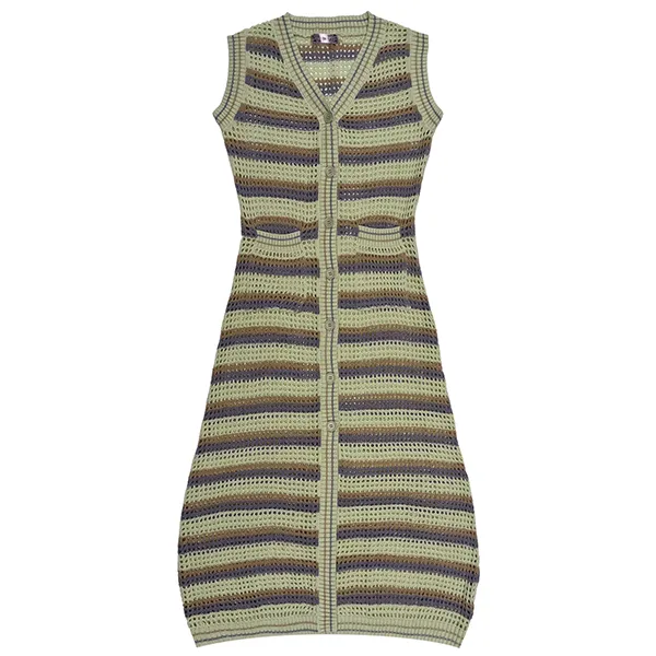 sleeveless v-neck pointelle knit midi dress yellow