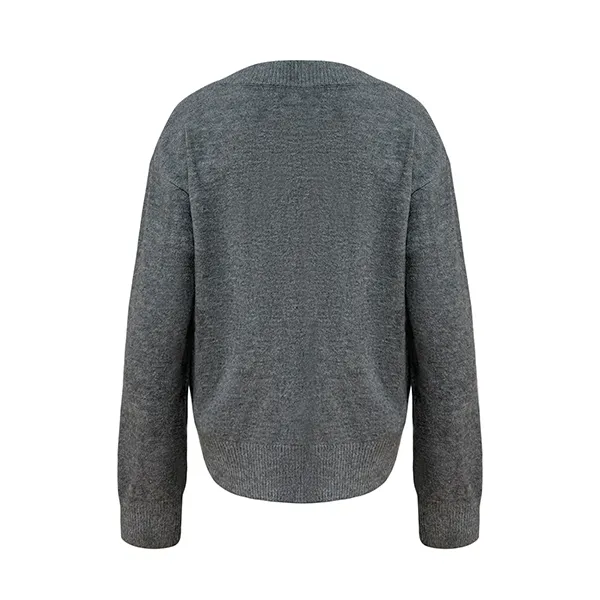 v-neck drop shoulder ribbed knit pullover back
