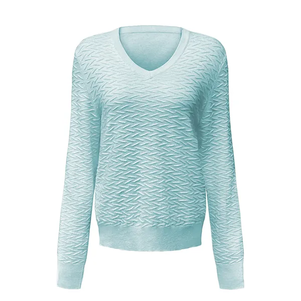 v neck chevron ribbed knit pullover blue