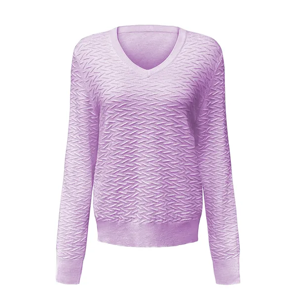 v neck chevron ribbed knit pullover purple