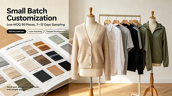 GRS recycled yarn color card and custom sweater samples
