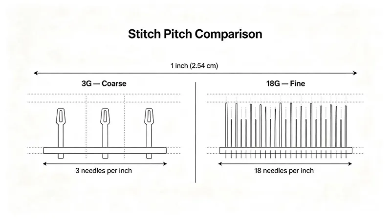 sweater gauge npi needle pitch diagram