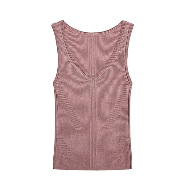 red sleeveless v-neck ribbed knit tank top slim fit cami