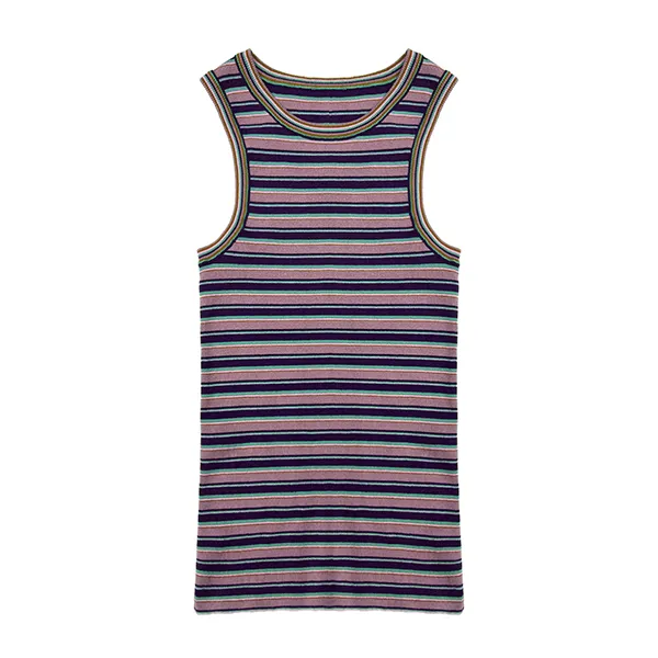 red sleeveless striped racerback ribbed knit tank top