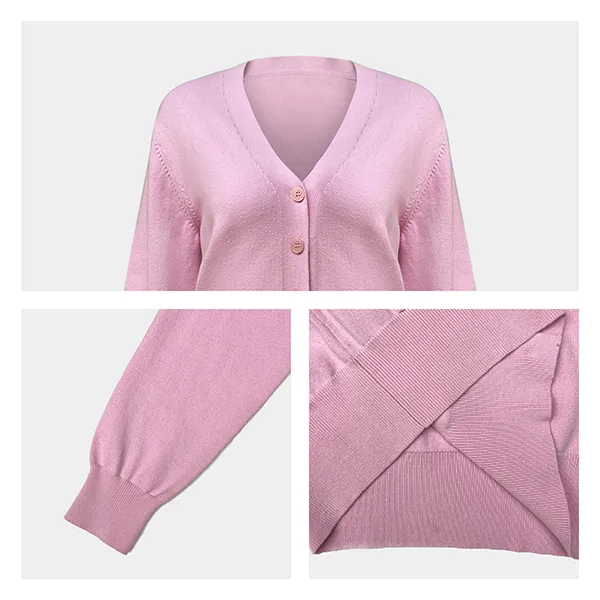 v-neck fine knit button down cardigan with pockets knitting details