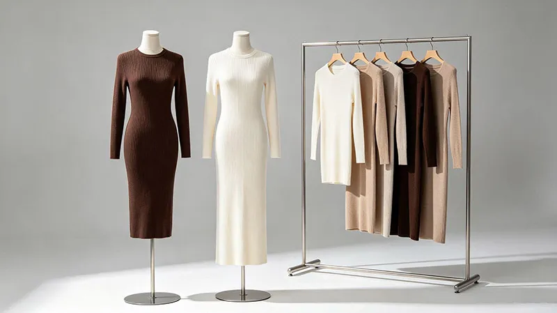 Custom women's knit dress OEM ODM production display by JMSWEATER