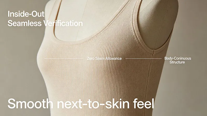 Inside-out view of a 3D WholeGarment knit dress showing zero side seams