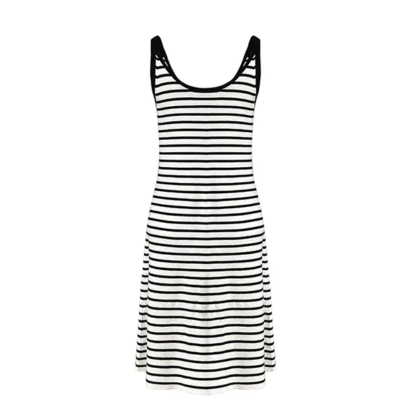 striped sleeveless knit cami dress with contrast pockets back