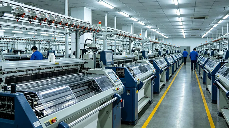 Shima Seiki automated computerized flat bed knitting machine workshop