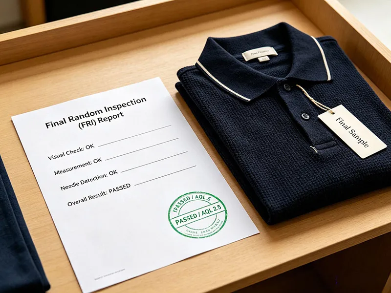 Approved AQL 2.5 final random inspection FRI report with custom knitwear sample