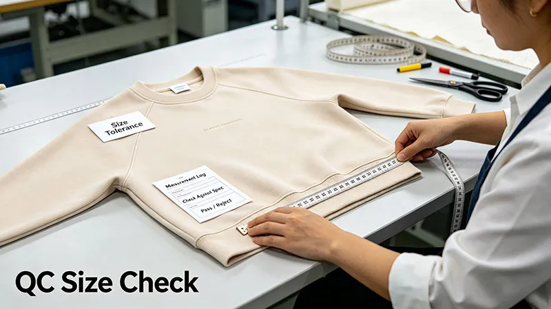 Knitwear size tolerance steam pressing and linking QC process