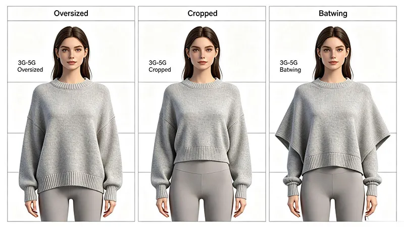 Women's knitwear OEM ODM drop-shoulder and cropped silhouettes