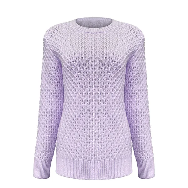 purple textured honeycomb knit crewneck sweater slim fit