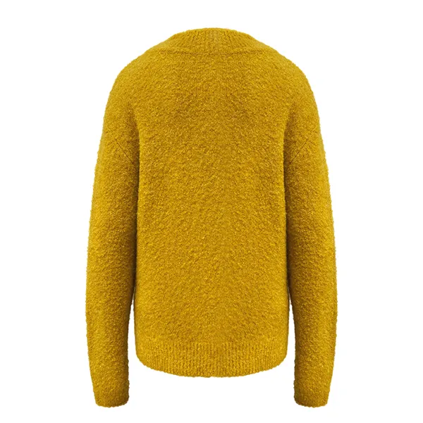 textured boucle knit mock neck pullover sweater relaxed fit back