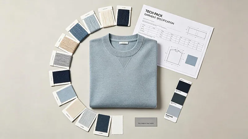 High-end fine-gauge merino wool sweater designed for European fashion brands