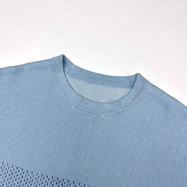 varsity number mesh knit jersey top short sleeve pullover knitting details