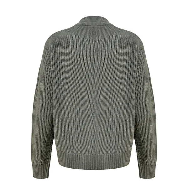 textured full-zip knit jacket stand-collar cardigan back
