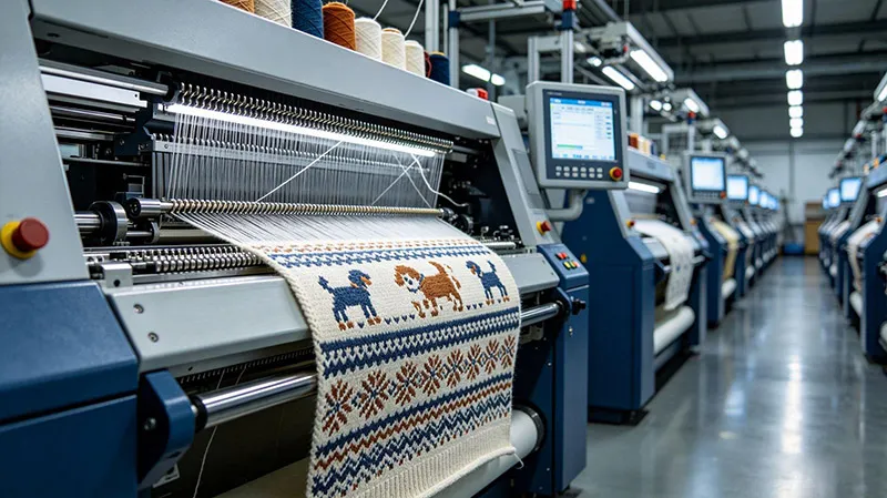 STOLL computerized flat knitting machine manufacturing matching dog sweaters